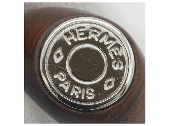 Ring Hermès Anillo Hermes Sellier Brown Silver Wood Band Castaño - vista 6