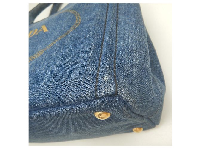 Saco Tote PRADA Canapa 1BG439 Azul - vista 11