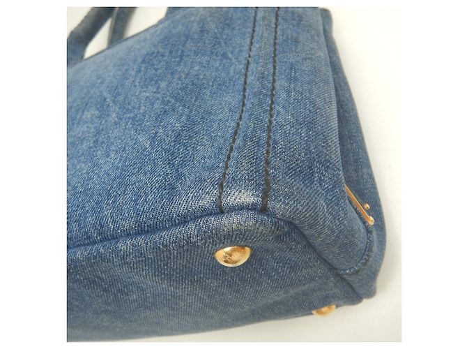 Saco Tote PRADA Canapa 1BG439 Azul - vista 13
