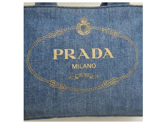 Saco Tote PRADA Canapa 1BG439 Azul - vista 6