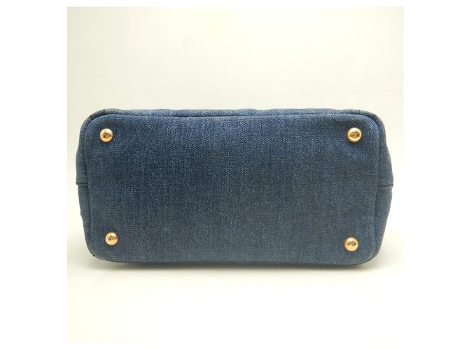 Saco Tote PRADA Canapa 1BG439 Azul - vista 7