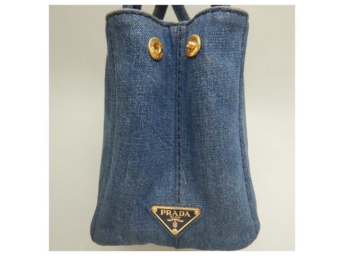 Saco Tote PRADA Canapa 1BG439 Azul - vista 8