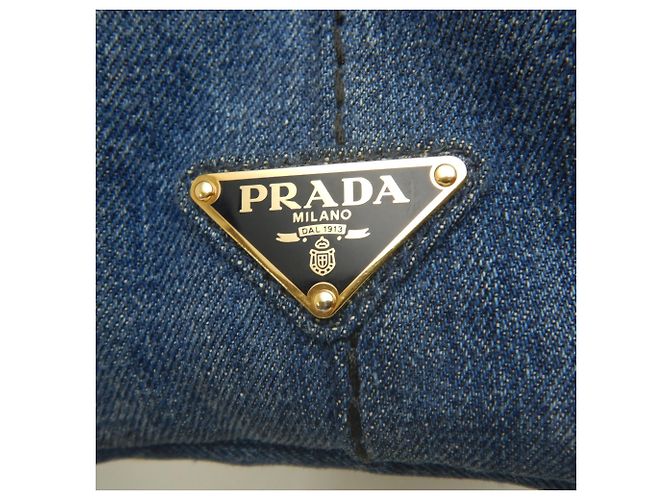 Saco Tote PRADA Canapa 1BG439 Azul - vista 9