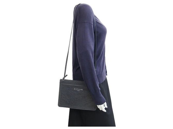 Balenciaga Pochette/Borsa a tracolla in pelle grigio scuro Grigio antracite - vista 9