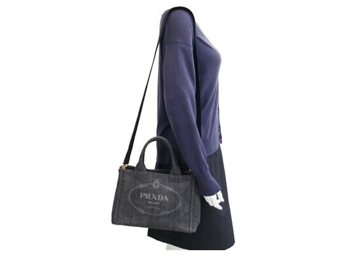 Prada Canapa Mini Handtasche 1BG439 Schwarz - Ansicht 10