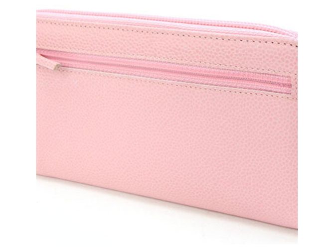 Portafoglio lungo Chanel in pelle di vitello granulata rosa - vista 2