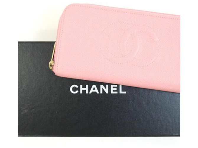 Portafoglio lungo Chanel in pelle di vitello granulata rosa - vista 8