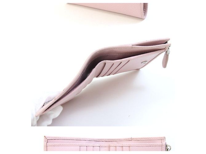 Portafoglio bi-fold Prada in pelle rosa chiaro - vista 2