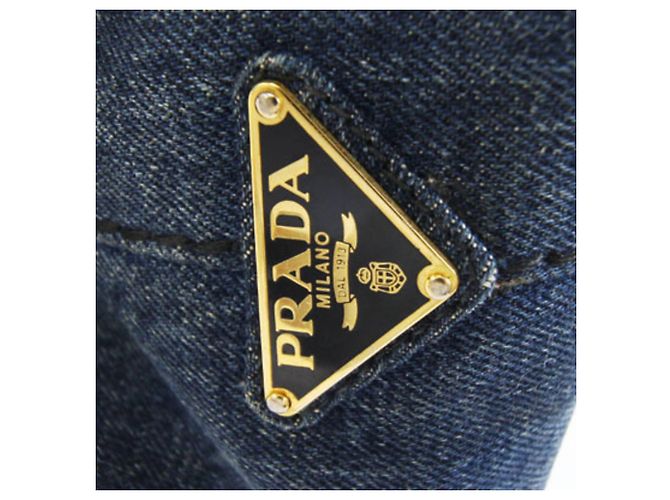 Bolsa Prada Canapa em denim azul - vista 8