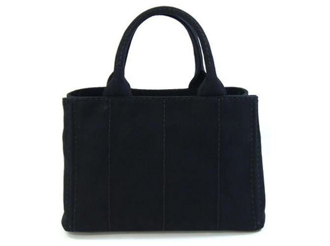 Prada Canapa Black Canvas Tote Bag - view 2