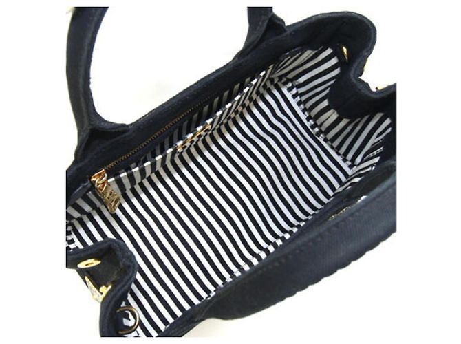 Prada Canapa Black Canvas Tote Bag - view 3