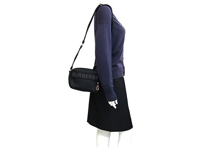 Borsa a tracolla Burberry in tela di nylon nera Nero - vista 8