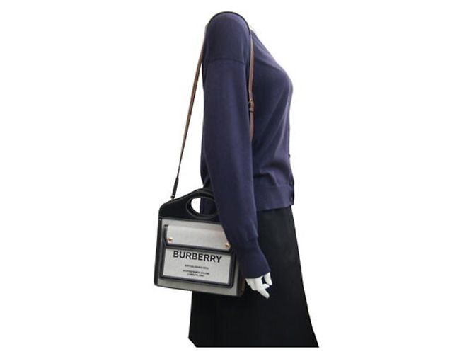 Sac à main Burberry Mini Two-Tone Marron Noir - vue 9