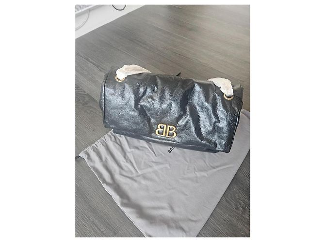 Borsa Balenciaga Monaco Chain Bag M in pelle di agnello nera Nero - vista 10
