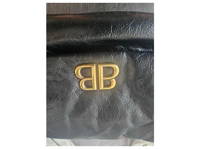 Borsa Balenciaga Monaco Chain Bag M in pelle di agnello nera Nero - vista 12