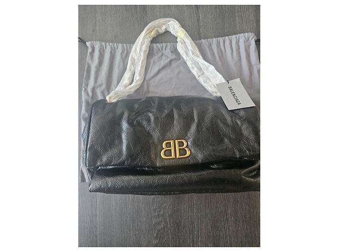 Borsa Balenciaga Monaco Chain Bag M in pelle di agnello nera Nero - vista 2