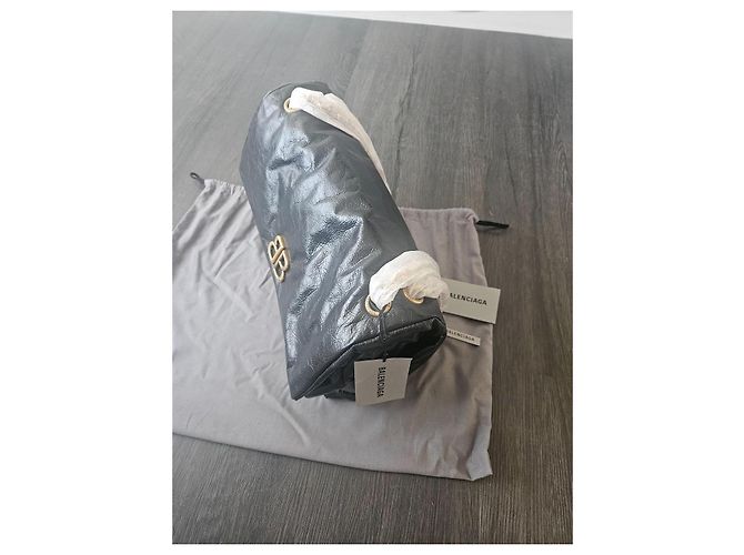 Borsa Balenciaga Monaco Chain Bag M in pelle di agnello nera Nero - vista 9