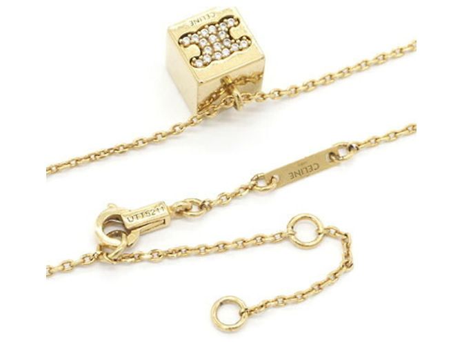 Céline Celine Triomphe Cube Necklace Golden - view 3