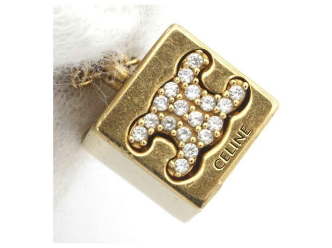 Céline Celine Triomphe Cube Necklace Golden - view 4