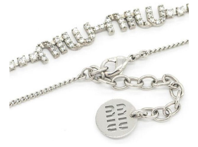 Collana Miu Miu con pendente in cristallo e metallo argentato Argento - vista 3