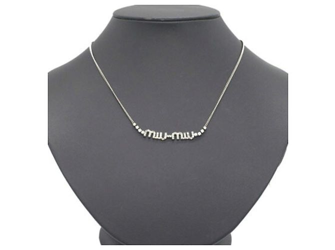 Collana Miu Miu con pendente in cristallo e metallo argentato Argento - vista 5