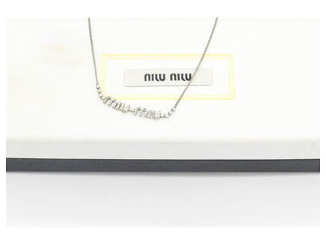 Collana Miu Miu con pendente in cristallo e metallo argentato Argento - vista 6