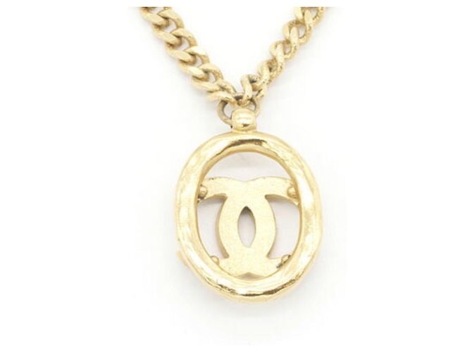 Collana con pendente Chanel in metallo dorato e strass D'oro - vista 2