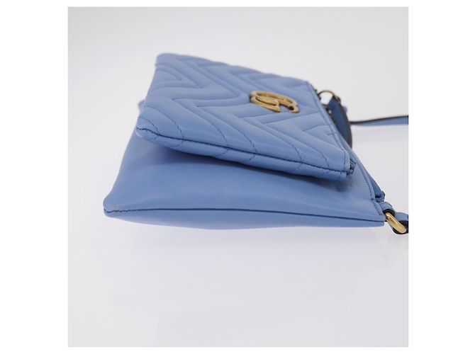 Gucci GG Marmont Double Matelasse Leather Small Blau - Ansicht 3