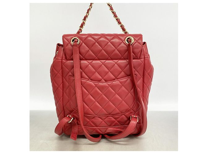 Chanel Matelassé Lambskin Backpack Red - view 11