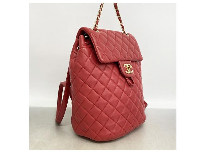 Chanel Matelassé Lambskin Backpack Red - view 2