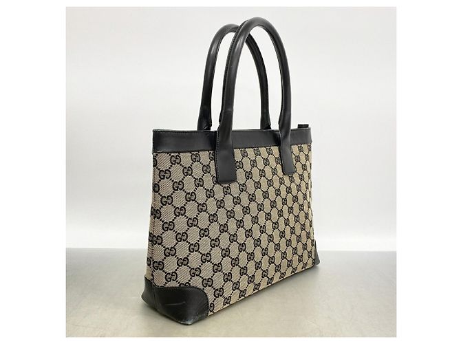 Borsa Tote Gucci GG Canvas Nero Beige - vista 2