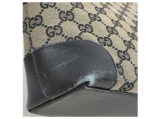 Borsa Tote Gucci GG Canvas Nero Beige - vista 6