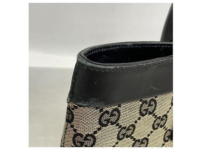 Borsa Tote Gucci GG Canvas Nero Beige - vista 7