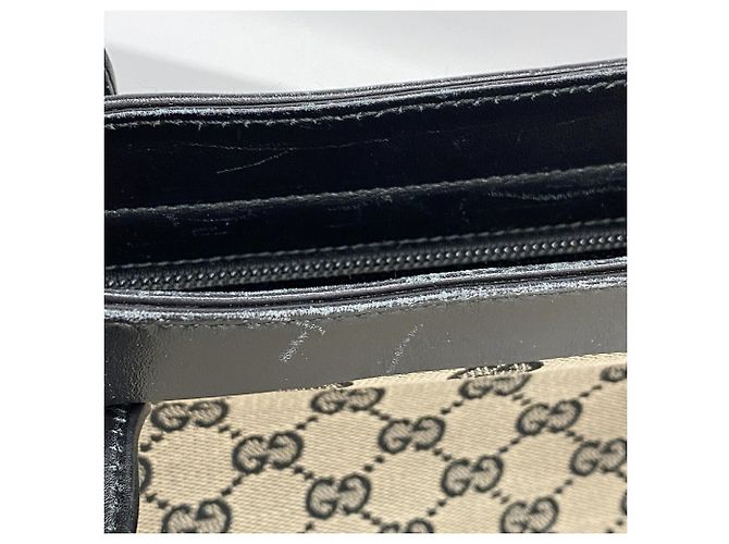 Borsa Tote Gucci GG Canvas Nero Beige - vista 8