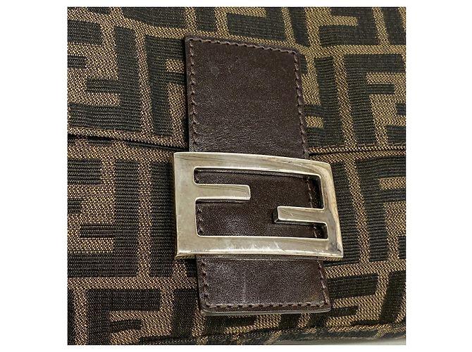 Borsa a secchiello Fendi Zucca Mamma in nylon e canvas Marrone - vista 11