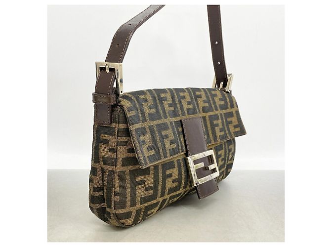 Borsa a secchiello Fendi Zucca Mamma in nylon e canvas Marrone - vista 2