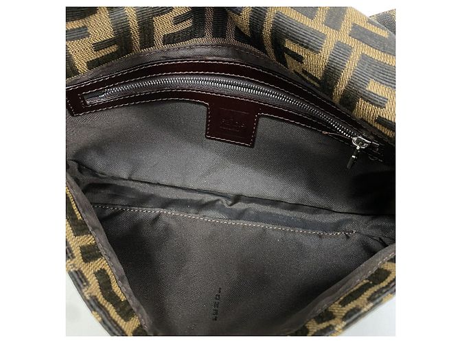 Borsa a secchiello Fendi Zucca Mamma in nylon e canvas Marrone - vista 4