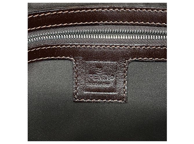 Borsa a secchiello Fendi Zucca Mamma in nylon e canvas Marrone - vista 5