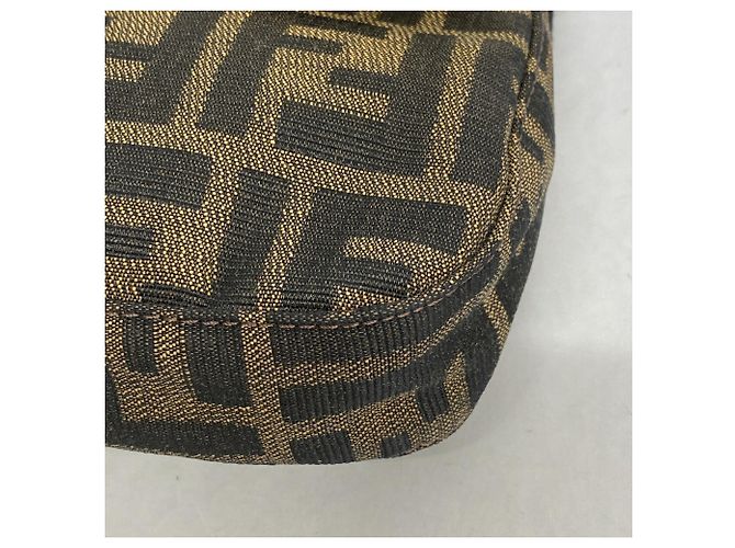Borsa a secchiello Fendi Zucca Mamma in nylon e canvas Marrone - vista 6