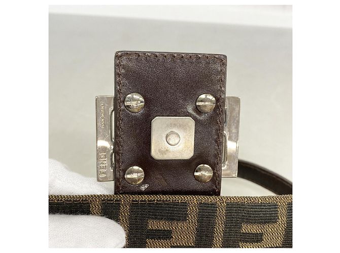 Borsa a secchiello Fendi Zucca Mamma in nylon e canvas Marrone - vista 9