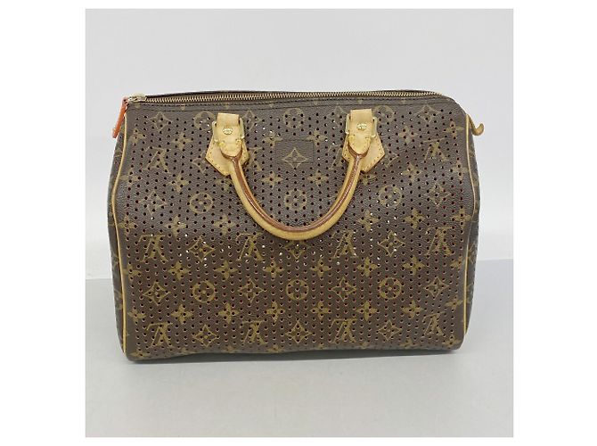 Sac à main Louis Vuitton Monogram Perfo Speedy 30 Orange - vue 11