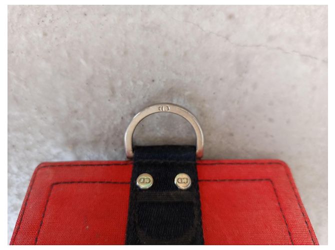 Cartera Christian Dior Addict de lona y cuero Negro Roja - vista 11