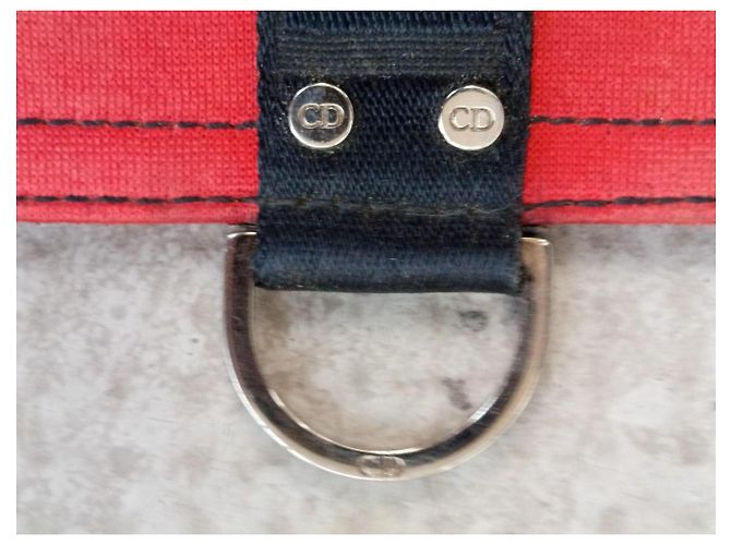 Cartera Christian Dior Addict de lona y cuero Negro Roja - vista 4
