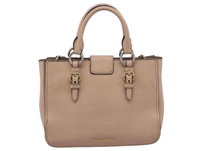 Miu Miu Madras Convertible Lock Leather Small Beige - vista 2