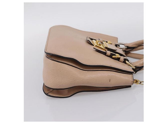 Miu Miu Madras Convertible Lock Leather Small Beige - vista 4