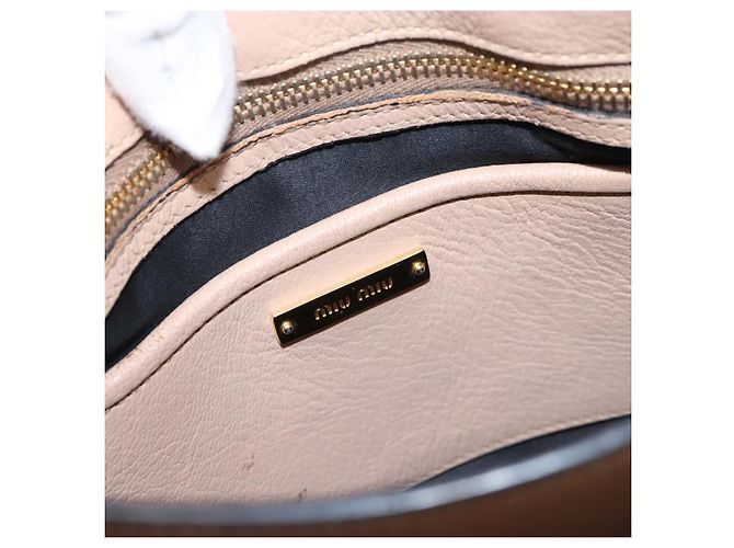 Miu Miu Madras Convertible Lock Leather Small Beige - vista 6