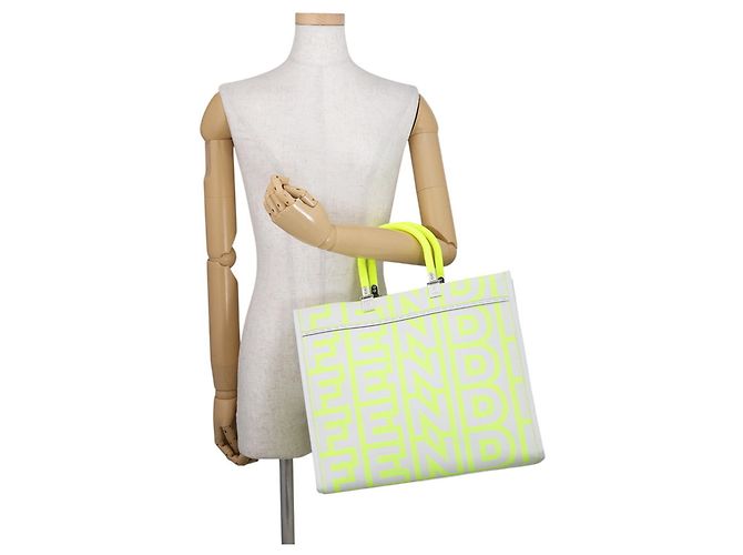 Bolso Tote Fendi Sunshine Medium Blanco Amarillo - vista 4