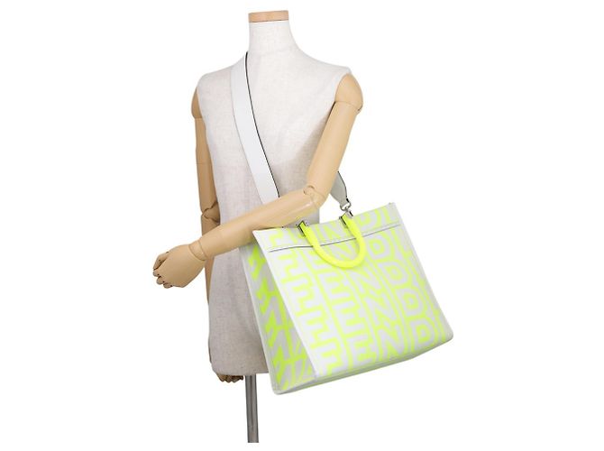 Bolso Tote Fendi Sunshine Medium Blanco Amarillo - vista 5