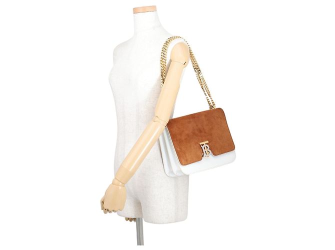 Borsa a tracolla con catena Burberry TB Medium Marrone Bianco - vista 4