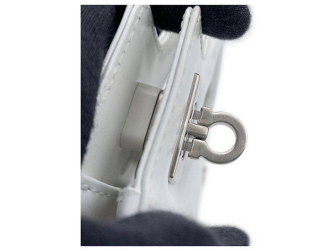 Borsa a mano in pelle Wanda Mini Salvatore Ferragamo Bianco - vista 15